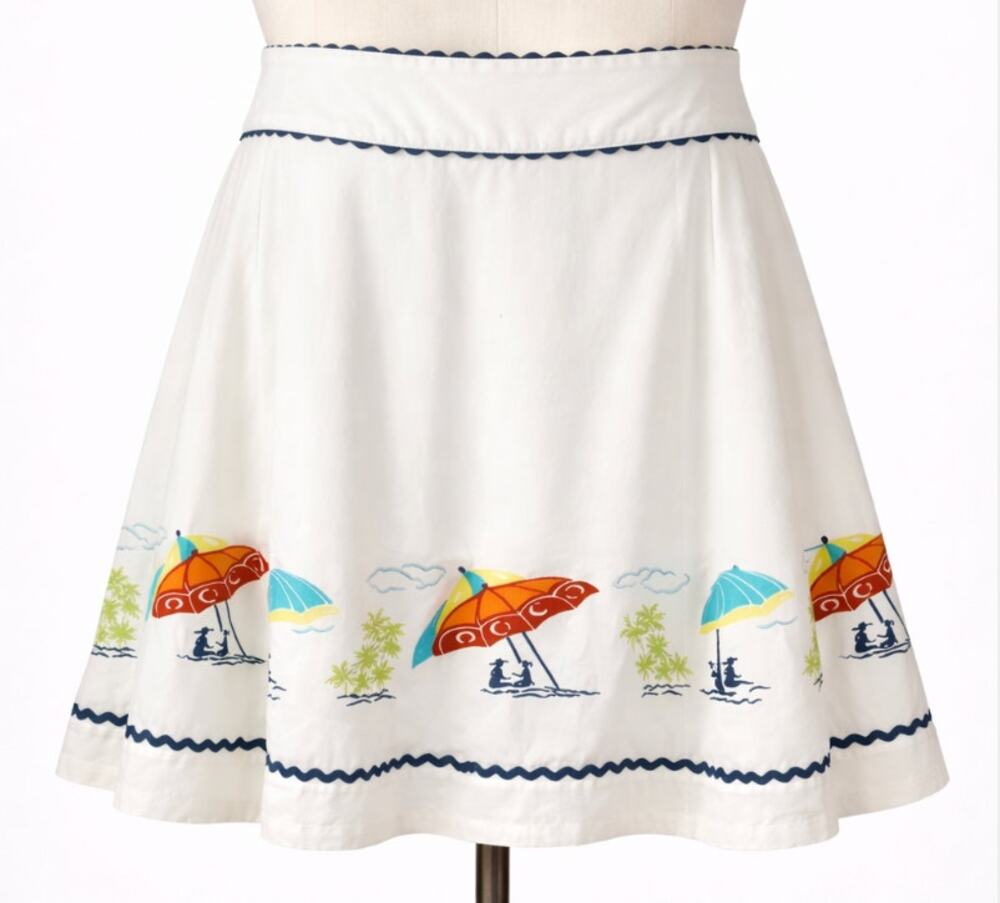 Vintage Liz Claiborne White Skirt Tropical Scene Vacation